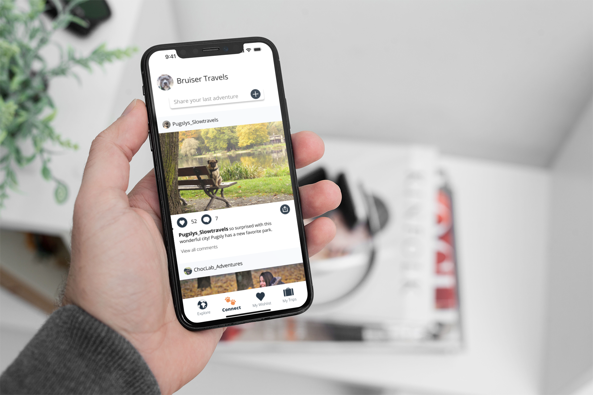 Man using Ruff Routes app on iPhone